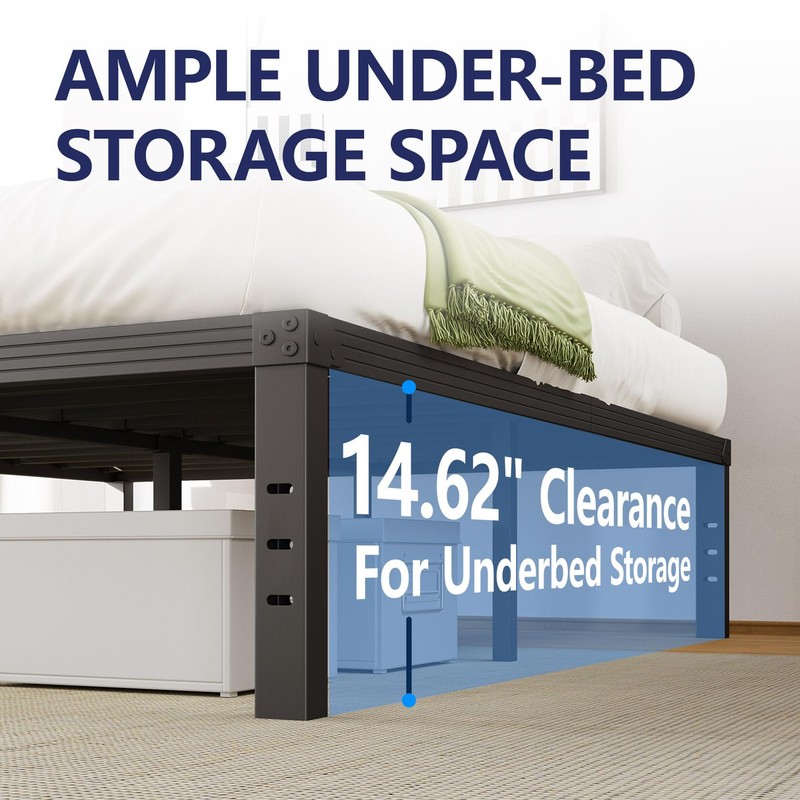 Furnitui 16 Inch High Metal Twin XL Bed Frames, Platform