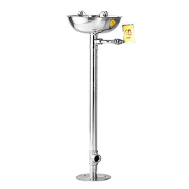 Emergency Eye Wash Station Pedestal Mounted Eyewash Station with Eye Wash Sign 304 Stainless Steel Eye Washer for Factory Office Lab and Industrial Use