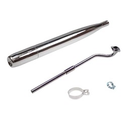 Exhaust 20 mm Flange Manifold Set Left Fits Hercules Prima M 2 3 4 5 S - Chrome Exhaust with P2 Flange Fits Sachs 505 Engine, 650 mm Length Including Mounting Clamps