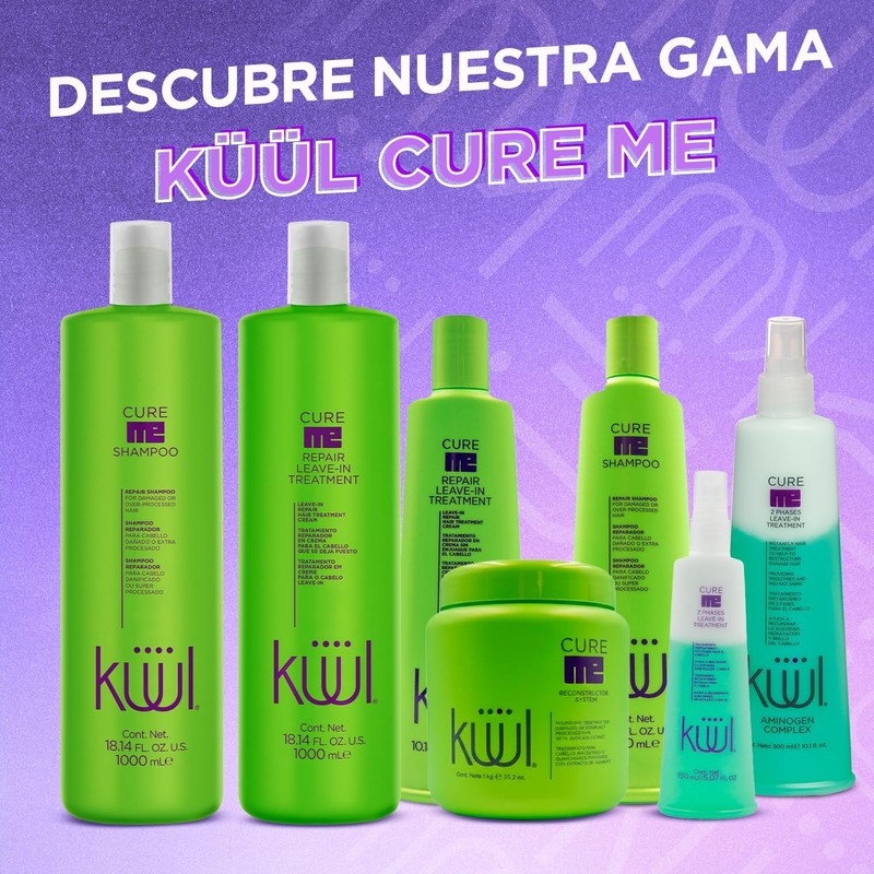 KÜÜL Cure Me Shampoo Reconstructor Cabello Seco Maltratado Debilitado 1L