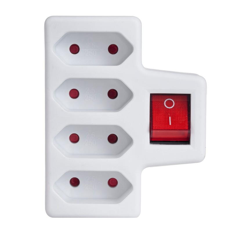 Maclean MCE217 - MCE217 Four-phase power socket with switch 4x2,5A