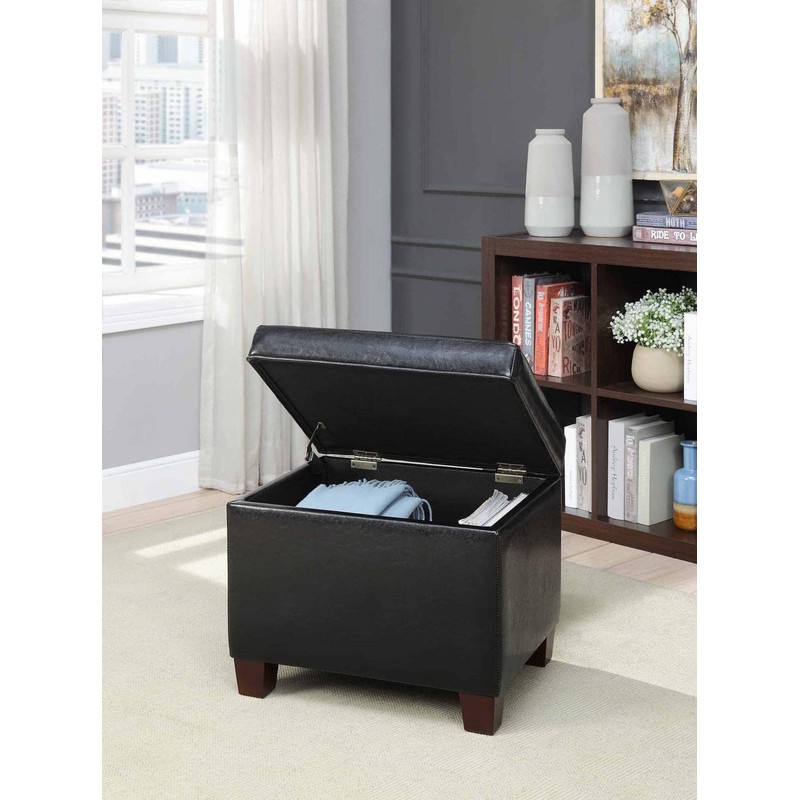 Convenience Concepts Madison Storage Ottoman, Black