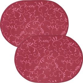 Erwin Müller Placemats Set of 2 Washable Burgundy Oval Size: 35 x 50 cm