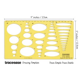 Traceease Geometric Drafting Ellipse Template Drawing Stencil, Designing Template Measuring Ruler
