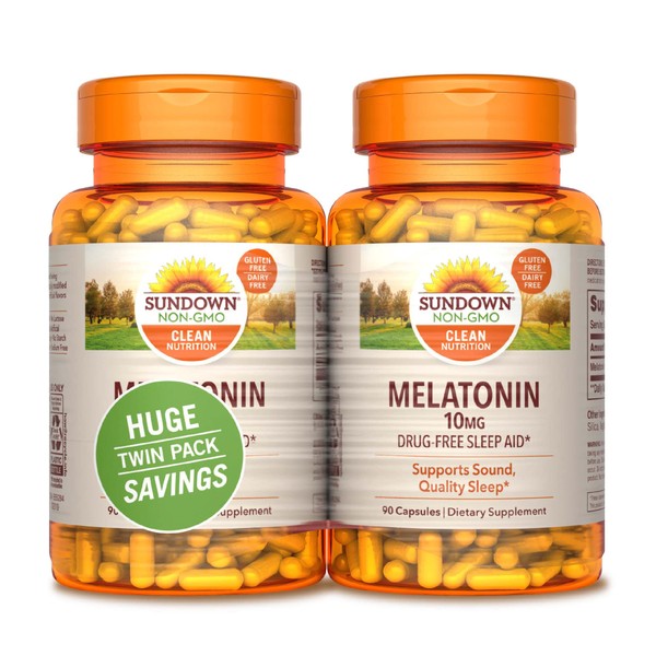 Sundown Melatonin 10mg 90 + 90 Twin Pack Nutritional Supplements, 180 Count