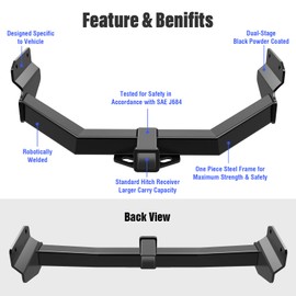 APS Rear Trailer Hitch, 2 inch Towing Hitch Receiver Class 3 Hitch Cover Included Compatible with Dodge Durango 2011-2021 & Compatible with Jeep Grand Cherokee 2012-2022