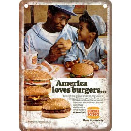 ice cream Burger King Hamburger Vintage Ad 12" x 9" Reproduction Metal Sign N460