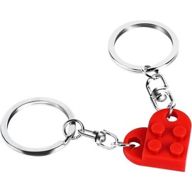 Heart Keychain Set for Couples, Brick Heart Keychain for Boyfriend Girlfriend, 2 Pcs Matching Heart Colorful Keychains. - Color: Red