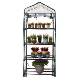 Gardman R687 4-Tier Mini Greenhouse, 27" Long x 18" Wide x 63" High Black