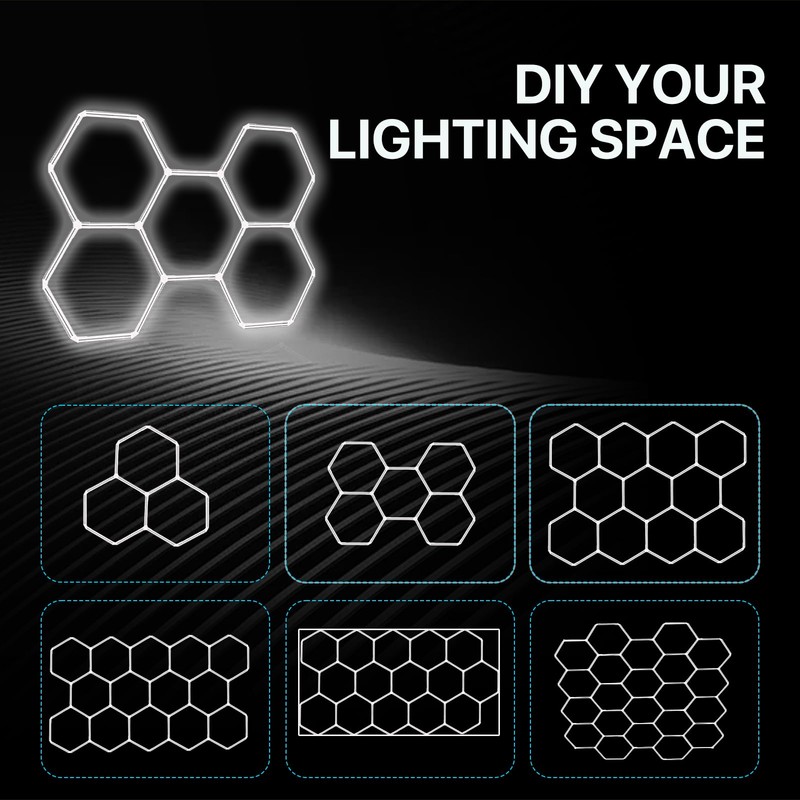 HYPERLITE Hexagon Garage LED Light, Upgraded 3 Level Dimmable 96W