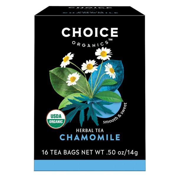 Choice Organics - Organic Chamomile Tea (1 Pack) - Compostable - Caffeine Free - 16 Organic Herbal Tea Bags