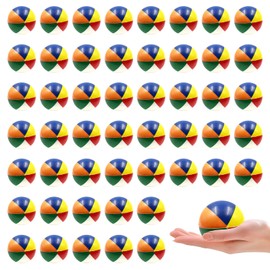 Odowalker Mini Beach Balls Bulk Rainbow Blow Up Squeeze Ball 50 Pcs