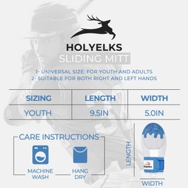 HolyElks Baseball Sliding Mitt, Baseball Glove Softball Guard, Ergonomic Design Protecting Fingers for Basic Base Running (SkyWave Slide)