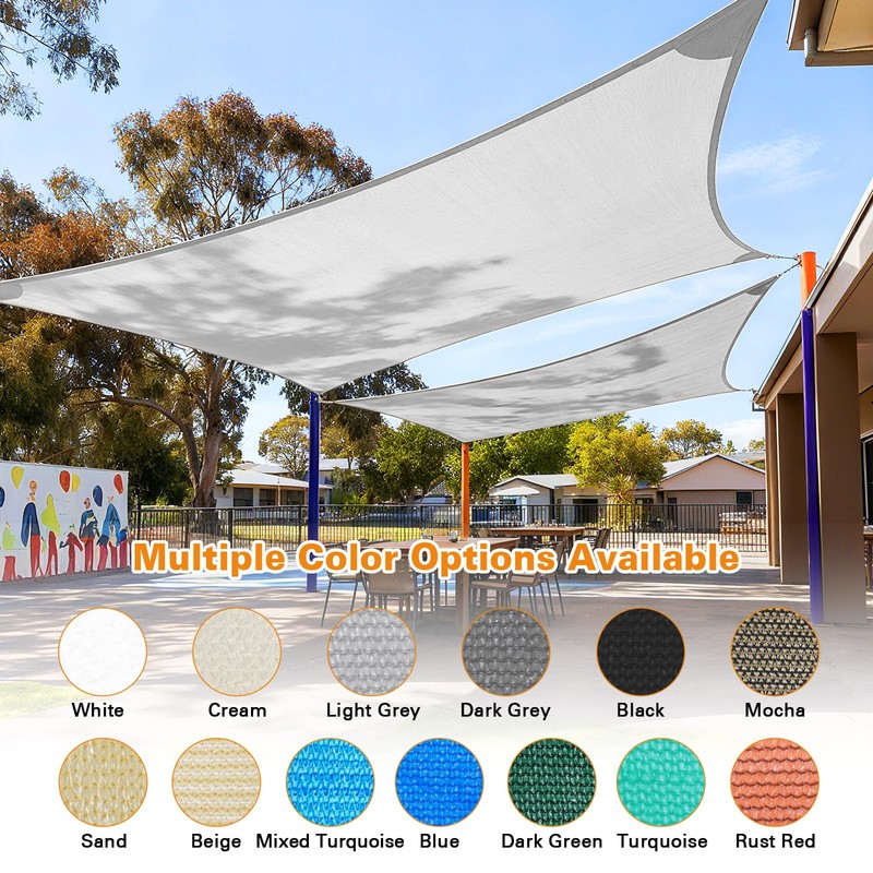 Sun Shade Sail 8'X16' Light Grey Rectangle