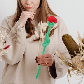 DECHOUS 12Pcs Plush Rose Flower: Stuffed Plush Flower Bouquet with Bendable Stems - 12 Inch Soft Bendy Red Rose Bouquet for Mother's Day Birthdays Graduation Girl Wife