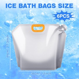 Hiitytin 6 Pcs Ice Bath Bags Reusable, 10L Cold Plunge Ice Bags Portable Bathtub Freezer Water Bags Ice Bath Water Chiller Cold Plunge Tub Accessories Ice Barrel Cold Therapy