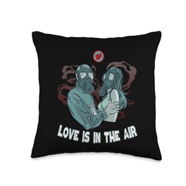 Love Is In The Air Anti Valentines Day Gas Mask Funny Throw Pillow