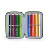 L'ERBAVOGLIO Original 3 Zip School Pencil Case Complete with 44