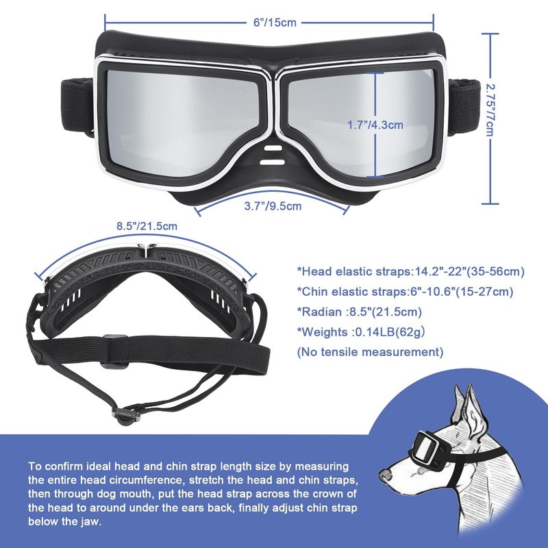 OWNPETS Large Dog Sunglasses Goggles UV Protection Windproof Dustproof Snowproof
