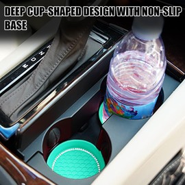 CGEAMDY Car Cup Holder Coaster, Universal Auto Cup Holder Insert, Anti-Slip Cat Coaster, Rhinestone automotive Accessories, Glitter Car Coasters Bling Car Cup Mats for Cars, Trucks(Mint Green)