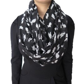 Lina & Lily Cute Rabbit Bunny Print Infinity Scarf Lightweight (Large Size)