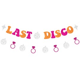 Sursurprise Last Disco Banner Kit Hot Pink Orange, Last Disco Bachelorette Decorations, 60s 70s Retro Disco Boho Bachelorette Party Supplies Disco Cowgirl Bridal Shower Decor