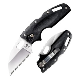 Cold Steel Tuff Lite AUS8A - Cuchilla dentada afilada de 2.5 pulgadas, mango Griv-Ex de 3.5 pulgadas, cuchillo plegable con bolsillo de transporte diario con bloqueo Tri-Ad