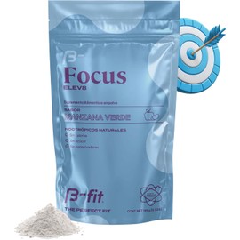 B-FIT Focus ELEV8 - Nootrópicos Naturales para la Concentración 150g, 30 Porciones, Sabor Manzana Verde, En Polvo, Sin Eritritol, Sin Conservadores