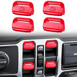 YPHUIKI Upgraded Window Switch Button Covers for Jeep Wrangler JL JLU 2018-2024 2025 & Gladiator JT 2020 2021 2022 2023 2024 2025 for Jeep Wrangler 4xe Accessories, Star Red, 4pcs
