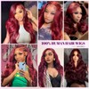 SISHAIRRO 34 Inch 99J Burgundy Lace Front Wigs Human Hair