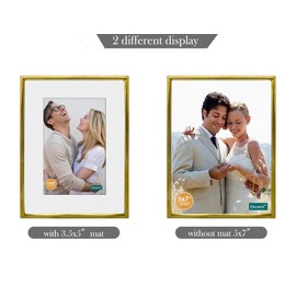 DECANIT 5x7 Picture Frame Metal,Thin Profile Photo Frame 5 by 7 Inch, Display for Wall Mounting or Tabletop Pack of 2,Gold