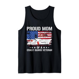 Proud Mom Of A US Coast Guard Veteran Flag USA American Tank Top