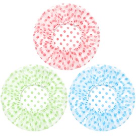 Duschhaube, elastisch, wiederverwendbar, mit elastischen Bändern, für Frauen, Mädchen, Dusche, Spa, Wohnzimmer (3 Stück)