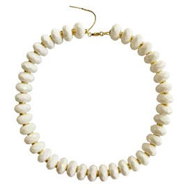 Aoyom Chunky Acrylic Beaded Choker Necklaces for Women Cream