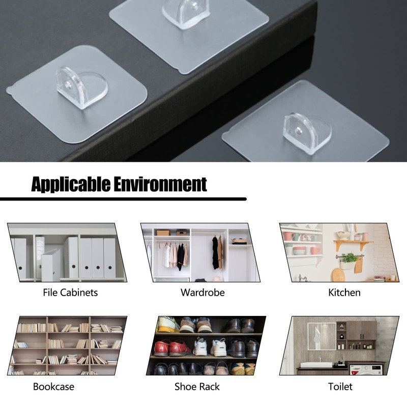 AccEncyc Adhesive Shelf Bracket 2.8" Punch Free Shelf Support Pegs