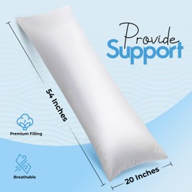 Utopia Bedding Full Body Pillow for Adults (White, 20 x 54 Inch), Long Pillow Insert for Sleeping, Ideal for Side Sleepers | Utopia Bedding