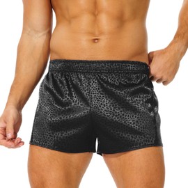 FIROTTII Men's 3 inch Satin Boxers Silk Satin Sleep Lounge Shorts Pajamas Bottom, Blackstone, XX-Large