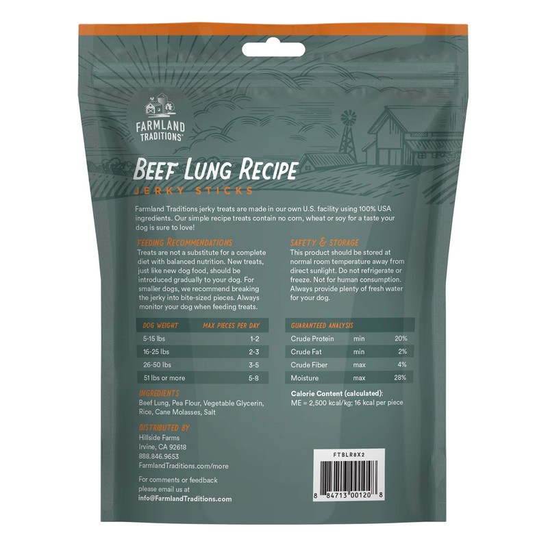 Farmland Traditions Beef Lung Recipe Jerky Sticks for Dogs 49.2