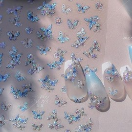 Other brands Butterfly Nail Stickers Nail Art Cool Mother-of-Pearl Feel Butterfly Embossed Stickers 3 Types - Embossed Sticker - 204 / 나비네일스티커 네일아트 시원한 자개 느낌 나비네일 엠보 스티커 3종 - 엠보스티커 - 204