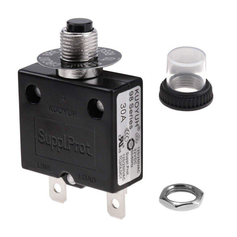 RKURCK 30 Amps Thermal Circuit Breaker, Thermal Overload Protector Push