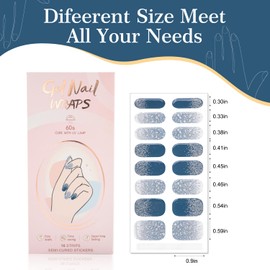 JERCLITY 1 Sheet 16 Pieces Semi Cured Gel Nail Strips, Gel Nail Wraps for Nail Art, Ease to Use and Hassle-Free Removal, Requires Lamps for Curing, Waterproof and Long Lasting(Glitter-3)