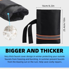 Outdoor Faucet Cover Socks 10”H x 6.3”W for Winter Freeze Protection, Outdoor Tap Cover, Faucet Covers for Outside, Reusable Outdoor Yard Spigot Cover, Antifreeze Water Insulated - 2 Piece