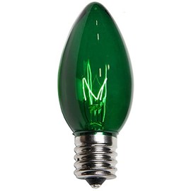 25 Pack C9 Christmas Replacement Light Bulbs for Indoor and Outdoor String Lights 7 Watt E17 C9 Intermediate Base by The Holiday Light Depot Pack (Green)
