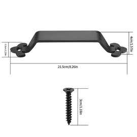 2 Pcs Black Door Handles, Cast Iron Door Handles, Bows Black Door Pull Handles, Retro D Handles, Garden Gate Handles for Wooden Gates Outdoor Indoor Garage Cabinet Shed Door Handles-21.5cm/8.26 Inch