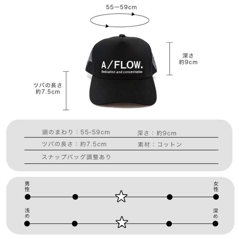 Aiming Flow (KSH296) Men's Mesh Cap, 3 Colors, Size: 21.7