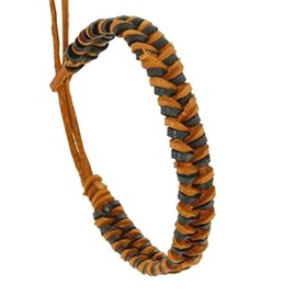 benerini Mens Womens Real Leather Plaited Wristband Bracelet - G