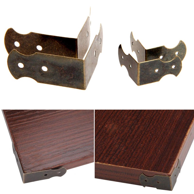 Dophee 20Pcs Antique Brass Jewelry Wood Box Case Chest Corner