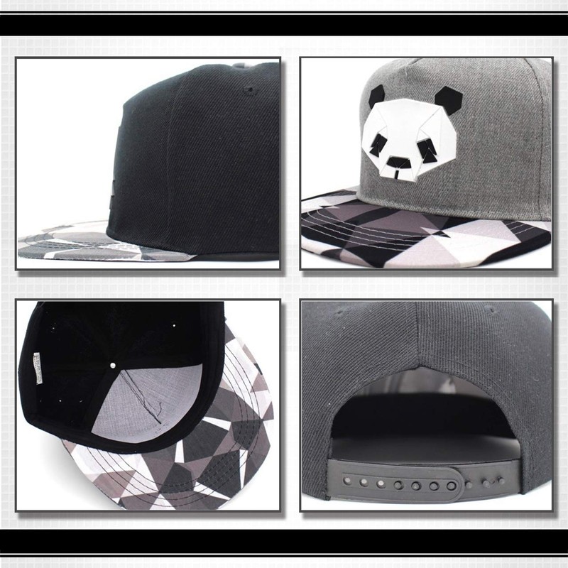 White Fang CA317 Flat Brim Hat, Cap, Panda, Animal, Cute,