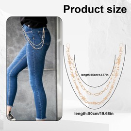 Jean Chain, Punk, Gold Wallet Chain, Gold Jean Chain with Lobster Clasps, Unisex Punk Chain, Pocket Chain