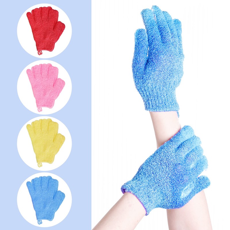 4 Pairs Bath Exfoliating Gloves Scrub, Double Sided Bath Mitts